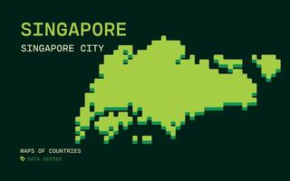 Singapur mapa mostrado en píxel datos modelo. icloud países vector