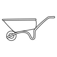 garden cart carry load wheels doodle icon vector