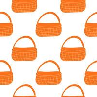 wicker empty color basket for garden home vector