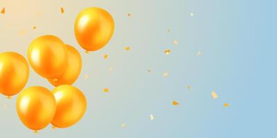 beautiful orange 3d balloon design vector background banner template illustration