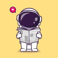 Cute Astronaut Reading Newspaper On Toilet Cartoon Vector Icon Illustration. Science Technology Icon Concept Isolated Premium Vector. Flat Cartoon Style