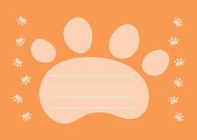 Banner. Paw print. Pet trail. Frame, flyer with place for inscription, text. Vector background.