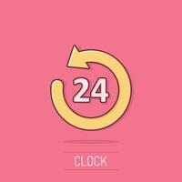 Clock icon in comic style. Watch cartoon vector illustration on isolated background. Timer splash effect business concept.
