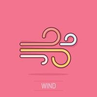 Wind icon in comic style. Air cartoon vector illustration on isolated background. Breeze splash effect business concept.