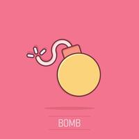 Bomb icon in comic style. Dynamite cartoon vector illustration on isolated background. C4 tnt splash effect business concept.