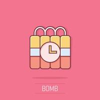 Bomb icon in comic style. Dynamite cartoon vector illustration on isolated background. C4 tnt splash effect business concept.