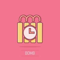 Bomb icon in comic style. Dynamite cartoon vector illustration on isolated background. C4 tnt splash effect business concept.