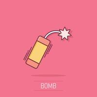 Bomb icon in comic style. Dynamite cartoon vector illustration on isolated background. C4 tnt splash effect business concept.