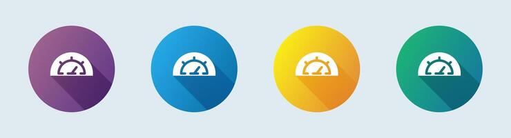 Speedometer solid icon in flat design style. Speed indicator signs vector illustration.