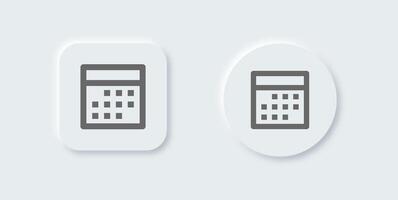 Calendar line icon in neomorphic design style. Event signs vector illustration.