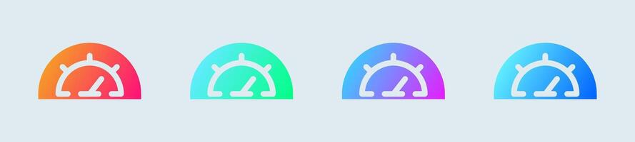 Speedometer solid icon in gradient colors. Speed indicator signs vector illustration.