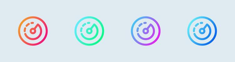 Speedometer line icon in gradient colors. Speed indicator signs vector illustration.