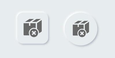 Cancel package solid icon in neomorphic design style. Delivery signs vector illustration.