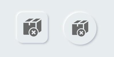 cancelar paquete sólido icono en neomórfico diseño estilo. entrega señales vector ilustración.