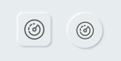 Speedometer line icon in neomorphic design style. Speed indicator signs vector illustration.