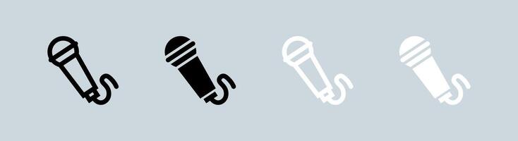 Microphone icon set in black and white. Voice signs vector illustratoion.