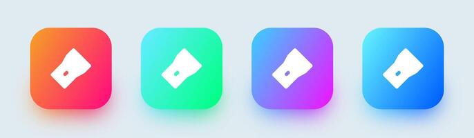 Flashlight solid icon in square gradient colors. Torch signs vector illustration.