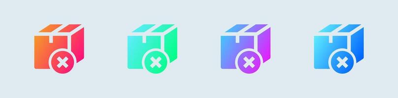 Cancel package solid icon in gradient colors. Delivery signs vector illustration.