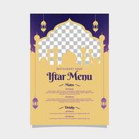 Iftar menu template in Green islamic background design, good template for restaurant menu design vector