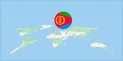 ubicación de eritrea en el mundo mapa, marcado con eritrea bandera alfiler. vector