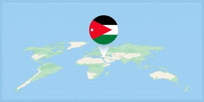 Location of Jordan on the world map, marked with Jordan flag pin. vector