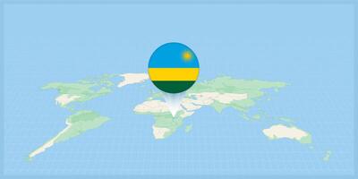 Location of Rwanda on the world map, marked with Rwanda flag pin. vector