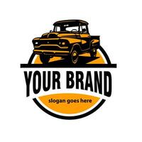 retro old pick up logo template vector