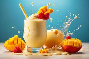 AI generated Mango Milkshake with Splash photo