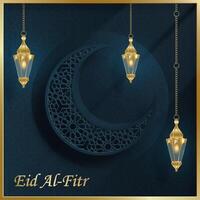 Eid al Fitr, the Muslim holiday marking the breaking of the fast of the month of Ramadan with Oriental design vector