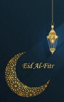 Eid al Fitr, the Muslim holiday marking the breaking of the fast of the month of Ramadan with Oriental design vector