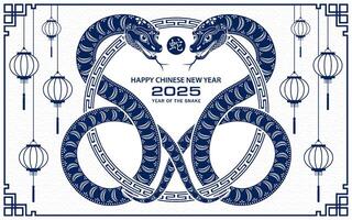 Happy Chinese new year 2025 Zodiac sign, year of the Snake vector