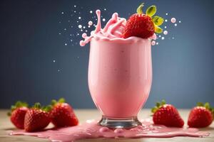 AI generated Strawberry Milkshake with Splash photo