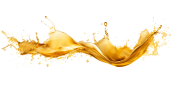 AI generated Golden oil splash on transparent background. Golden oil splash in png