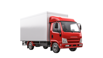 AI generated Red truck cut out. Delivery truck on transparent background png