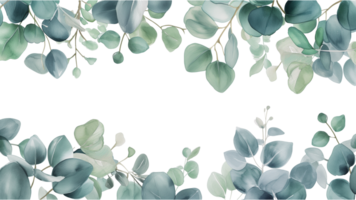 AI generated Herbal leaves frame in watercolor style. Leaves frame cut out png