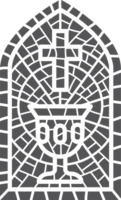 Chiesa bicchiere finestra. macchiato mosaico cattolico telaio con religioso simbolo attraversare. schema illustrazione png