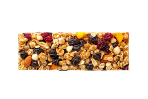 AI generated A granola bar with a mix of oats, nuts, and dried fruits isolated on transparent background, png