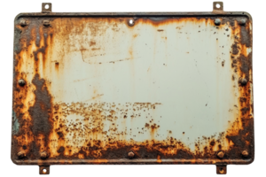 AI generated Old rusty metal sign with blank space isolated on transparent background, png