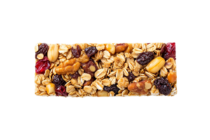AI generated A granola bar with a mix of oats, nuts, and dried fruits isolated on transparent background, png