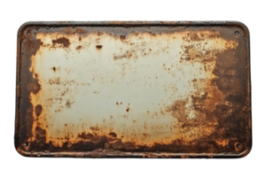 AI generated Old rusty metal sign with blank space isolated on transparent background, png