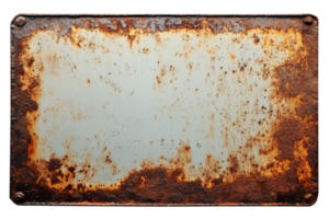 AI generated Old rusty metal sign with blank space isolated on transparent background, png