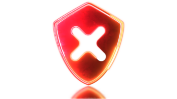 Neon light effect looping cross icon on shield png