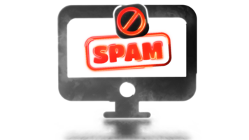 Looping neon glow effect Computer screen icon, beware of spam, scammers png