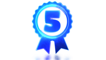 Looping neon glow effect Quality award level 5 icon png