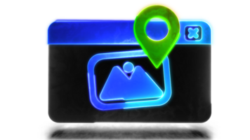 Looping neon glow effect Check-in photo icon png