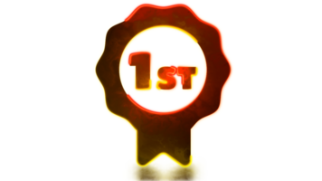 Schleifen Neon- glühen bewirken zuerst Medaille Symbol png