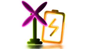 Glowing neon frame effect Energy turbine charging battery png