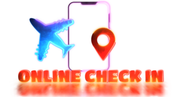 Looping neon glow effect Flight check-in icon png