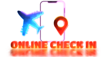 Schleifen Neon- glühen bewirken Flug Check-In Symbol png