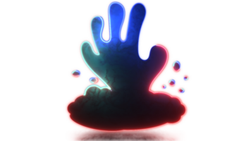 Neon glow effect loop hand rising from the grave halloween png